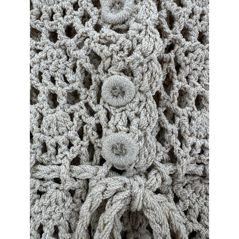 Vintage Handmade Cottage Core Crochet 2Pc Set Beige Cardigan Top‎ & A-Line Skirt - Picture 6 of 6